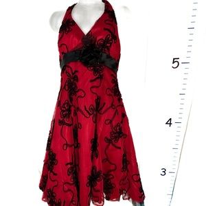 Josh‎ & Jazz Red Black Roses Party Mini Dress 9/10